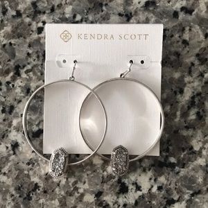 Silver Kendra Scott Druzy Hoop Earrings